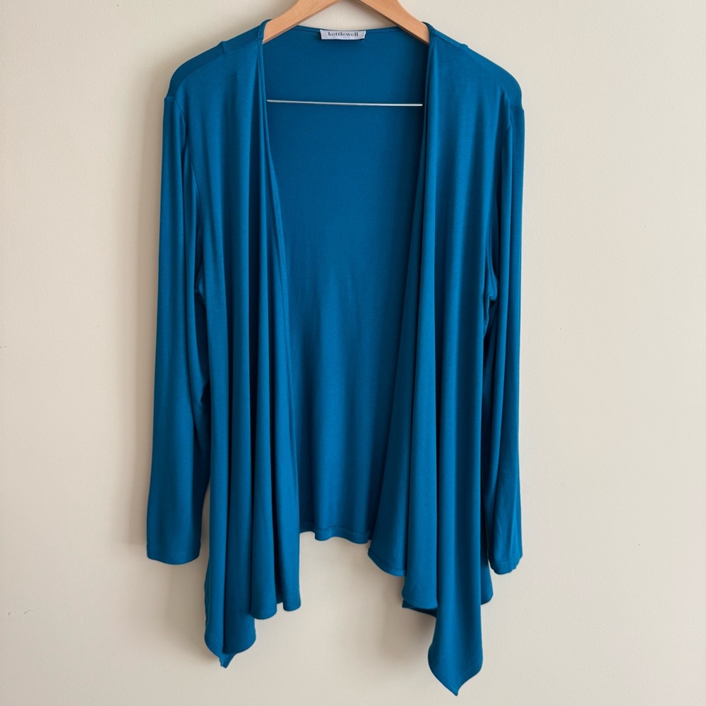 Kettlewell Open Front Mid Tie Cascade Cardigan Size LL Teal
